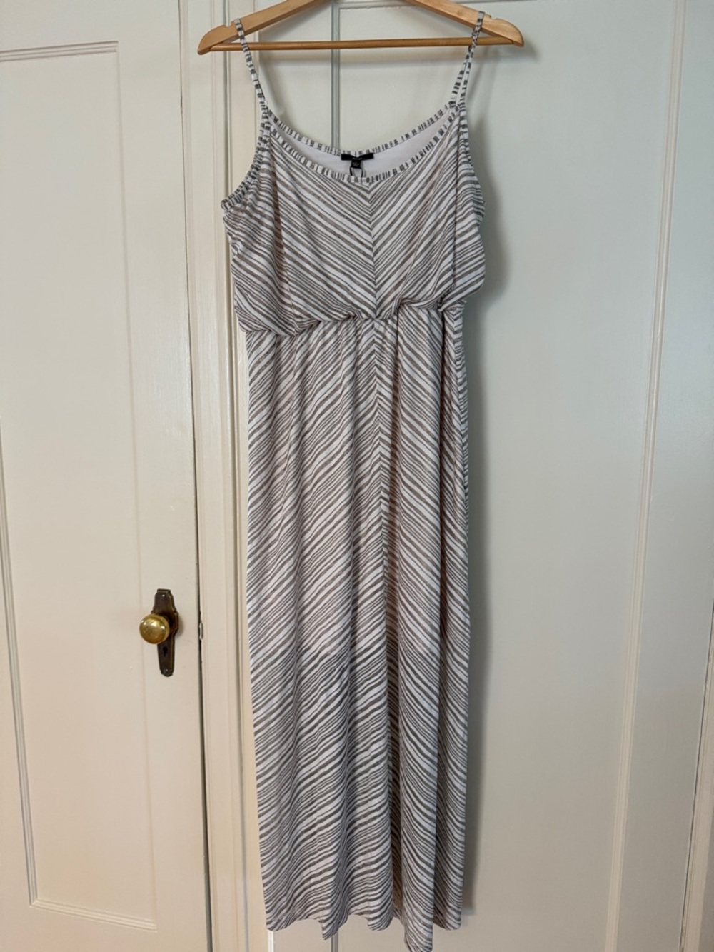 Milano Striped Maxi Dress in White and Gray